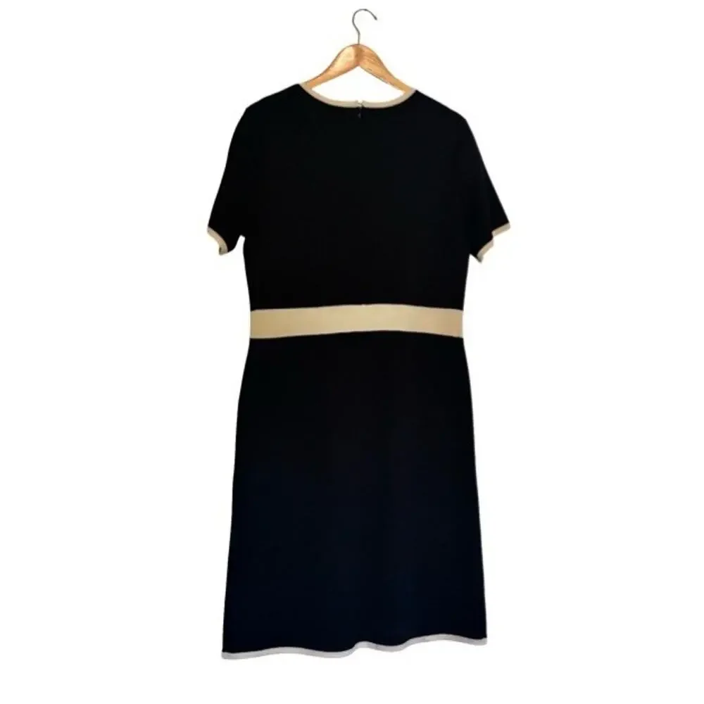 Brooks Brothers Knit Merino Wool Dress Black Colorblock Size Large Office